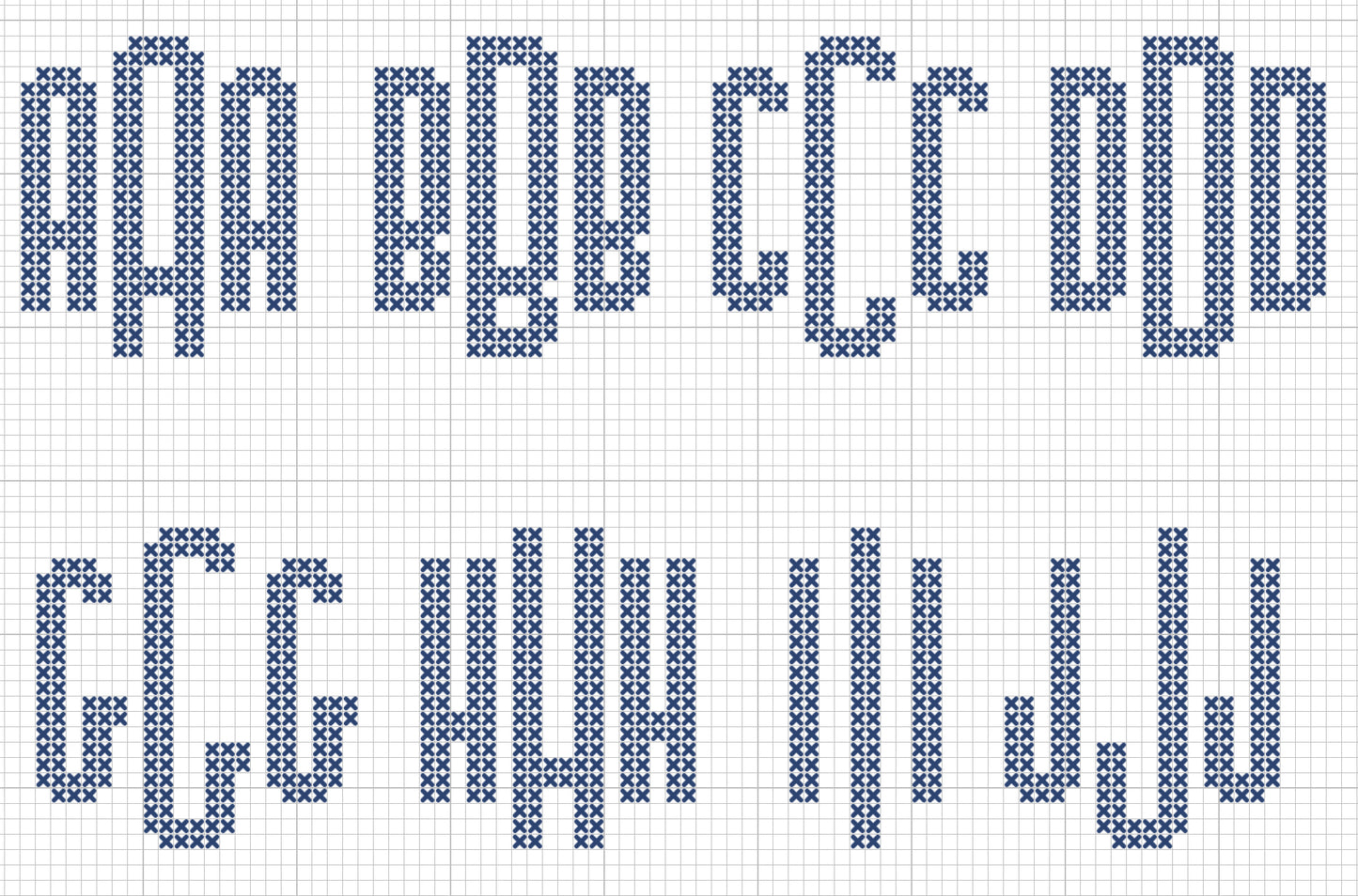 Three-Letter Monogram Chart for Mini-Crests
