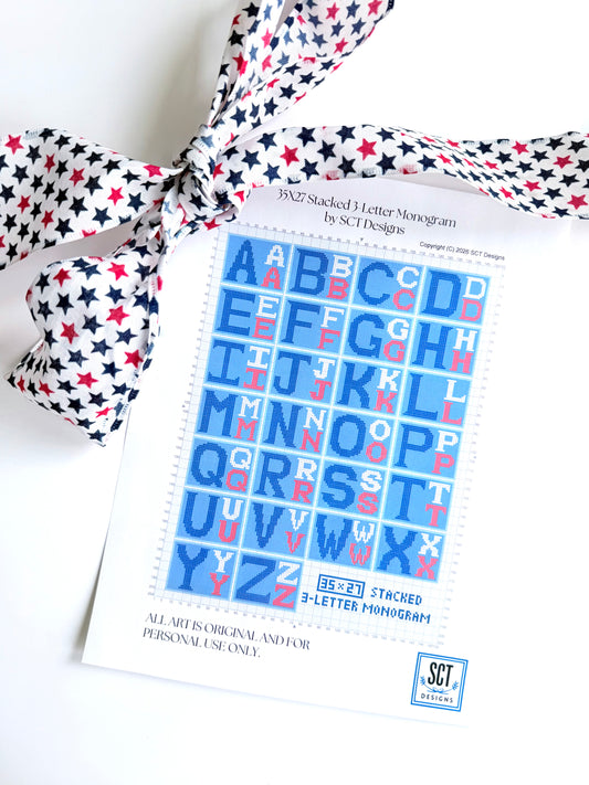 Tri-Color Three-Letter Stacked Monogram